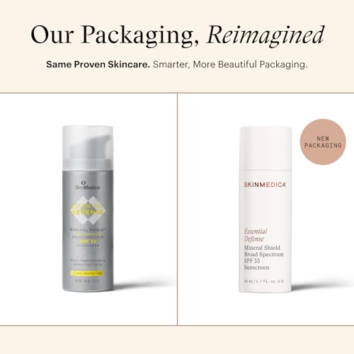 SkinMedica Essential Defense Mineral Shield SPF 35 Sunscreen for Face (NEW PACKAGING). This Lightweight, Facial Sunscreen is Ideal for Oily and/or Combination Skin, 1.7 Oz