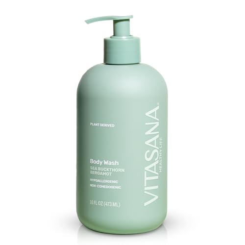 Vitasana Natural Body Wash for Sensitive Skin - Sea Buckthorn & Bergamot, 16 oz - Hypoallergenic, Plant-Derived, EWG Verified, Paraben & Sulfate-Free, Cruelty-Free