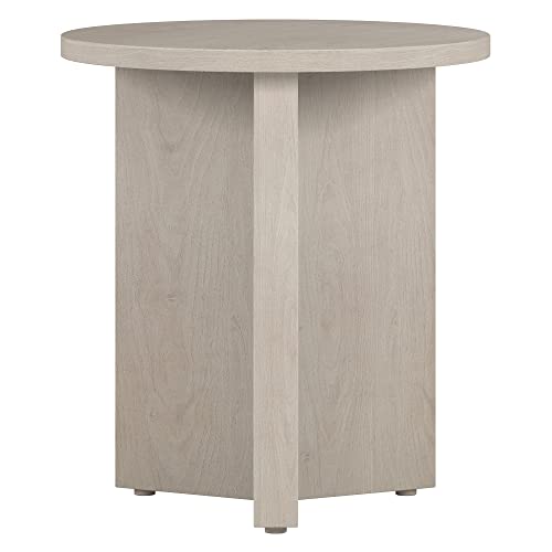 20-Inch Beech White Round Side Table - Scandinavian Nightstand or End Table