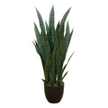 Artificial Snake Plant with Black Planter - Realistic 35-inch Faux Indoor Decor