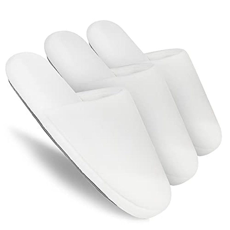 3-Pair Luxury Spa Slippers - Cotton Memory Foam Non-slip Closed Toe Washable Slippers for Hotel,Guest,Travel,Bride,Women and Men