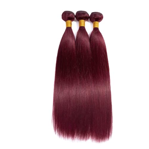Brazilian Virgin Human Hair Bundles 99J Burgundy Straight Wave 8-30 Inch