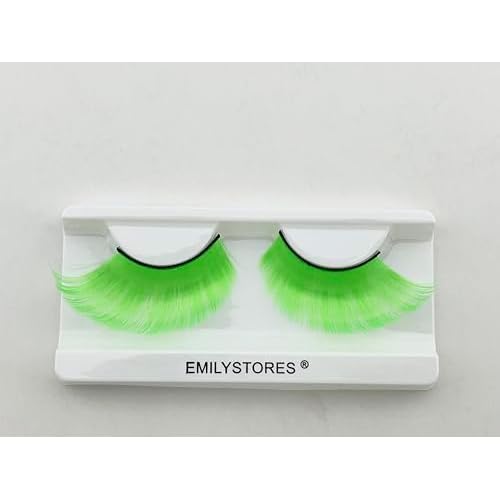 Dramatic Green False Eyelashes, Halloween Costume Shamrock Lashes 1 Pair for St. Patrick's Day (Green)
