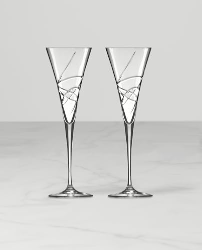 Lenox Adorn Crystal Champagne Flutes Set of 2, 7oz Toasting Glasses, Wedding Gift