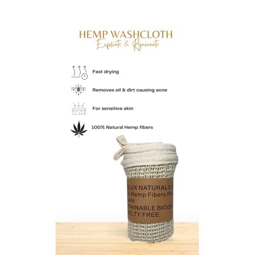 Natural Hypoallergenic Hemp Washcloth Exfoliating Towel Set; Bath & Shower (12x12) Body Face Cloth; Breathable Fast Drying Naturally Odor Free (3PK)