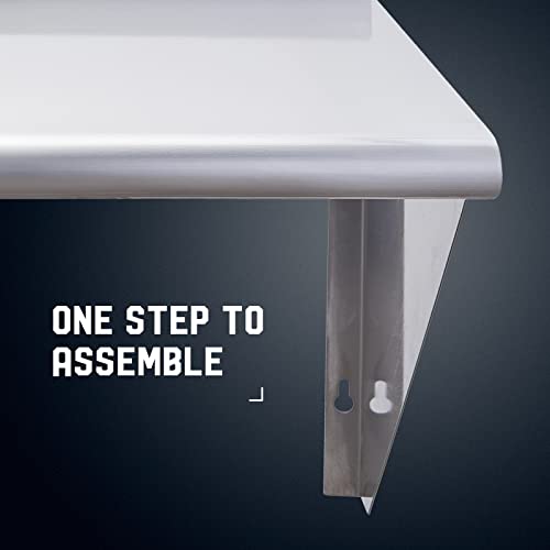 NSF Stainless Steel Wall Shelf 14 x 60 in - Profeeshaw, Commercial Wall Mounted Shelf