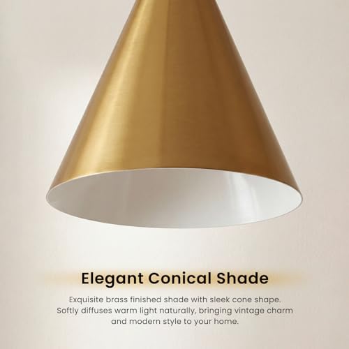 Vintage Modern Brass Wall Sconce - 6 Inch Conical Wall Lamp, Durable Metal Finish