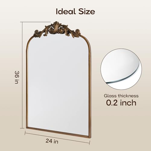 USHOWER Vintage Gold Mirror 24x36 Inch - Antique Baroque Bathroom Wall Decor - Variation of THIS listing