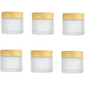 6 Pcs 30 Gram/30 ml Empty Jars Round Frosted Glass Cosmetic Cream Jar Bottle Wood Grain Lid Cosmetic Container Refillable Glass Cream Box Lotion Cream Pot Jars for Makeup Lip Balm Eye Cream
