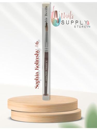 Acrylic Nail Brush Size 6 - Kolinsky Hair, Redwood Handle, Round Shape, Professional Quality