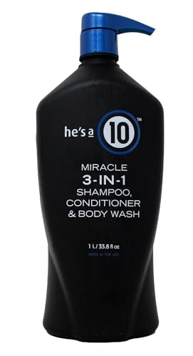 He's A 10 Miracle 3-in-1 Shampoo Conditioner & Body Wash 33.8 oz - All-in-One Men’s Grooming