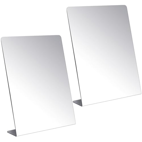 Freestanding Countertop Mirror Set - 9 x 10 Inch Acrylic Modern Minimalist Design - 2 Pack