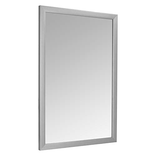 Amazon Basics Rectangular Wall Mirror 24 x 36 in - Nickel, Standard Trim, Hangs Horizontal or Vertical