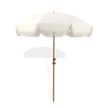 Seazul 6.5ft Patio Umbrella with Fringe – Elegant Cream, Tilt, Anti-Rust Aluminum Pole