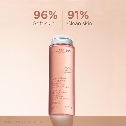 Clarins Cleansing Micellar Water | Quickly Removes Make-Up, Pollution and Grime | No Rinse Needed | Preserves Skin's Microbiota | Safe For Use on Eyes, Face and Lips | Dermatologist Tested