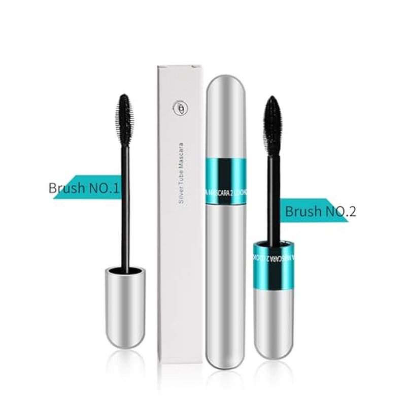 2 Pack 2 in 1 5x Longer Washable Mascara, 4D Silk Fiber Lash For VIBELY Mascara, No Clumping, Long-lasting Black