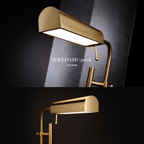 O'Bright Cedric Adjustable Floor Lamp Antique Brass - Industrial Reading & Work Light, 45-61 Inches, 10W LED