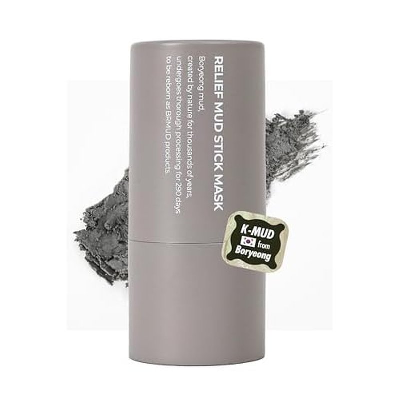 BRMUD Relief Mud Stick Mask | ATEEZ Pick- 3-Minute Pore Mask Skincare w/Boryeong Mud, Tea Tree Oil & PHA ? Absorbs Oil, Decongests Pore & Smooths Skin ? Korean Clay Stick Mask (1.05 oz)