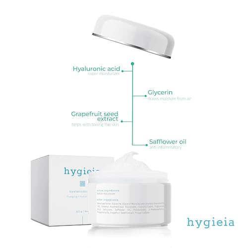 Hygieia + Encapsulated Hyaluronic Acid Face Moisturizer ? Hydrating Liposomal Face Cream for Women & Men ? Fast & Deep Cellular Absorption for Daily Skin Hydration, Firming, Toning & Elasticity, 4oz