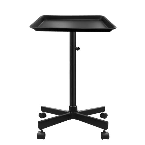 Salon Tray on Wheels, Salon Rolling Tray with Adjustable Height, Hair Stylist Tray, Suitable for Tattoo Tray and Dental Tray, No-Rusting(Black)