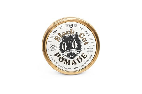 Ace High Black Cat Pomade - Firm Hold, High Shine, Oil-Based Hair Styling 4 oz