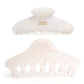 GlamUp 2Pcs Hair Claw Clips XL 5.5in & M 4.3in Acetate, White Pearl & Jelly Blush Pink – Strong Hold Gift Box
