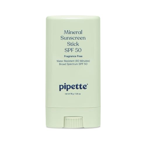 Pipette Baby Mineral Sunscreen Stick SPF 50, 0.6 oz, Water-resistant Non-nano Zinc Oxide Mineral Sunscreen, UVB/UVA Sunblock for Kids & Sensitive Skin, Travel Size Sun Protection