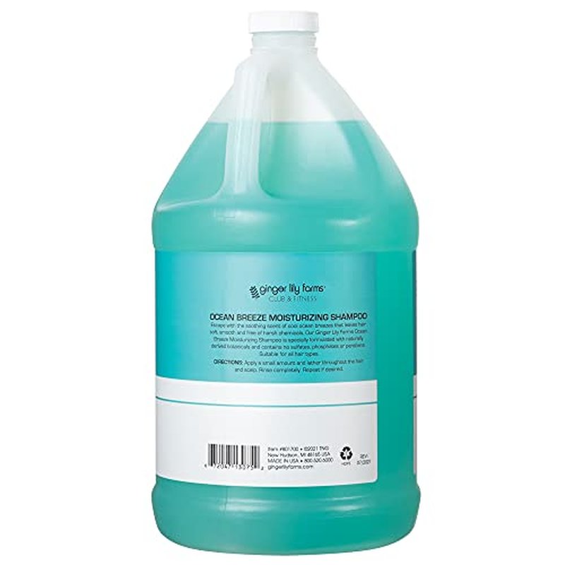 Ginger Lily Farms Club & Fitness Moisturizing Shampoo and Conditioner Bundle, Ocean Breeze, 1 Gallon Each