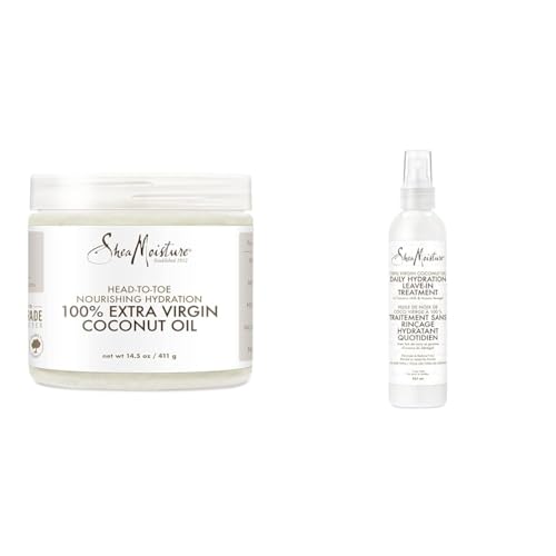 SheaMoisture Body Moisturizer For Dry Skin 100% Extra Virgin Coconut Oil & Leave-in Conditioner Treatment for All Hair Types 100% Extra Virgin Coconut Oil Silicone Free Conditioner 8 oz