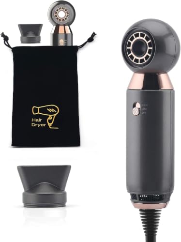Gray Professional 800W Compact Hair Dryer with Concentrator Nozzle - Lightweight Travel & Home Use