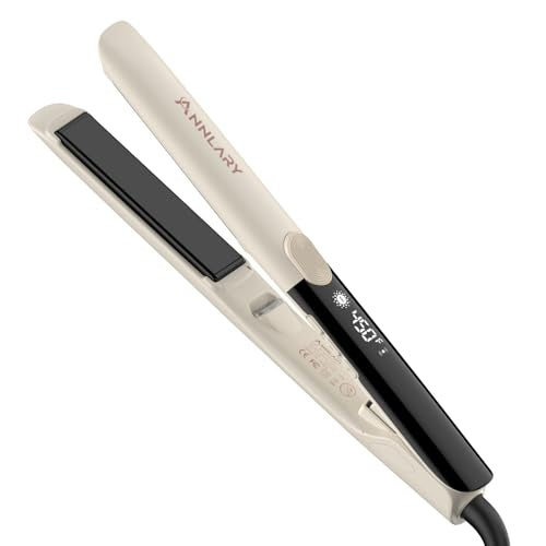 ANNLARY Beige 1 Inch Hair Straightener & Curling Iron 2-in-1 Titanium Ceramic Flat Iron