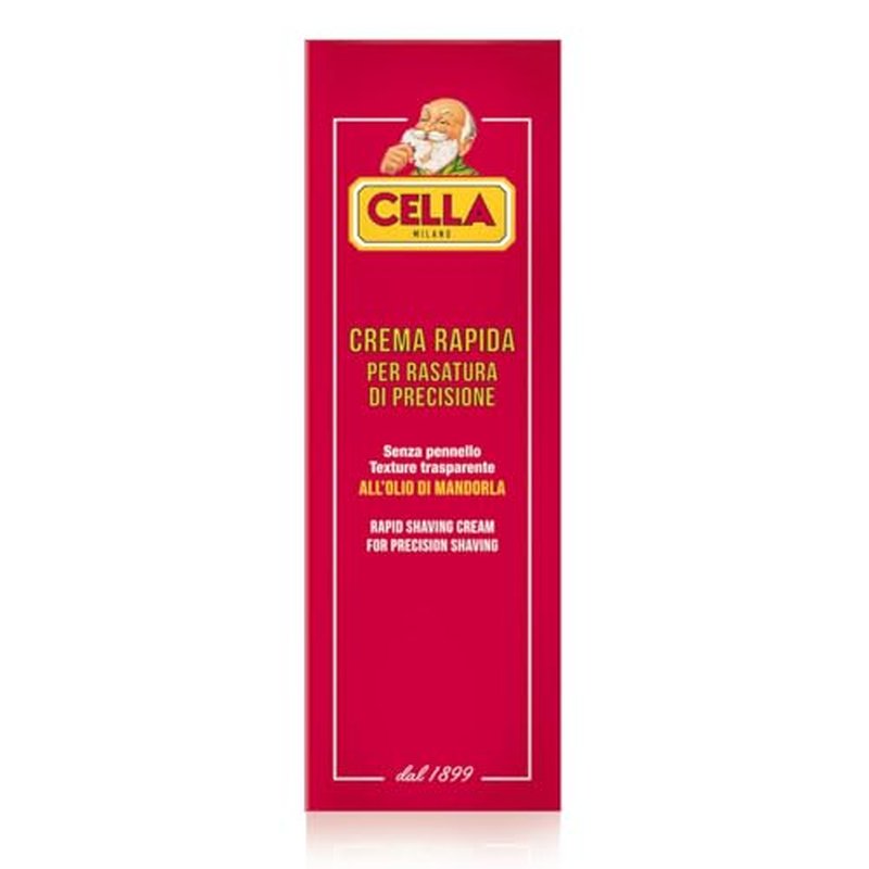 CELLA MILANO, Brushless Fast Shaving Cream for Precision Shaving, Transparent, Delivers for a Smooth Shave, Great for Prrecision Edging of Beards, Sideburns and Moustaches, 5.2 oz, Made in Italy
