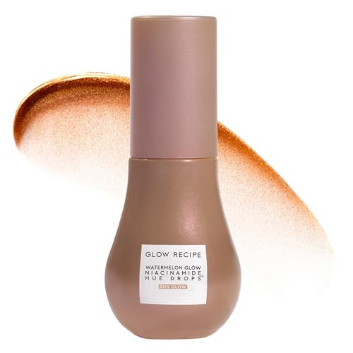 Bronzing Drops Sun Glow - Mini Tinted Face Serum & Highlighter (0.5 Fl Oz) - Hydrating, Brightening & Pore Blur for Radiant Skin