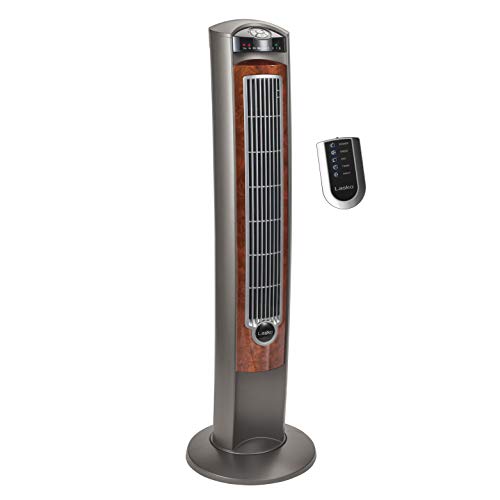 Lasko 42-Inch Oscillating Tower Fan with Remote Control - Gray Woodgrain