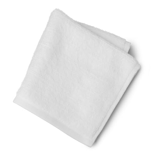 WelHome James 100% Cotton Textured Stripe Towels - 24 Pack Washcloths, Soft & Absorbent, White