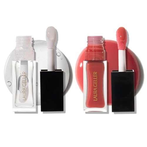 Lip Gloss Duo - Rose Garden & Glass Half Full, Hydrating Lip Oil Set - 0.25 Fl Oz