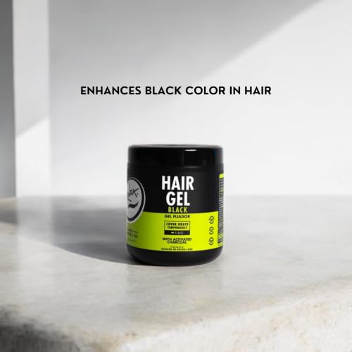 Rolda Black Styling Hair Gel 17.6oz Pack of 2 - Medium to Strong Hold, Black Charcoal Cover Gray