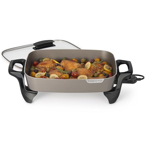 Electric Skillet 16-Inch Ceramic Nonstick Cooking Pan - Roast, Fry, Bake, Stew, Serve