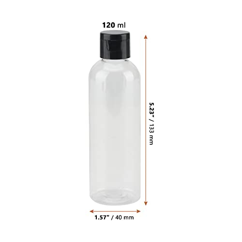 60 Pack 4 Oz Clear Plastic Travel Bottles with Flip Caps - Refillable Shampoo & Lotion Containers