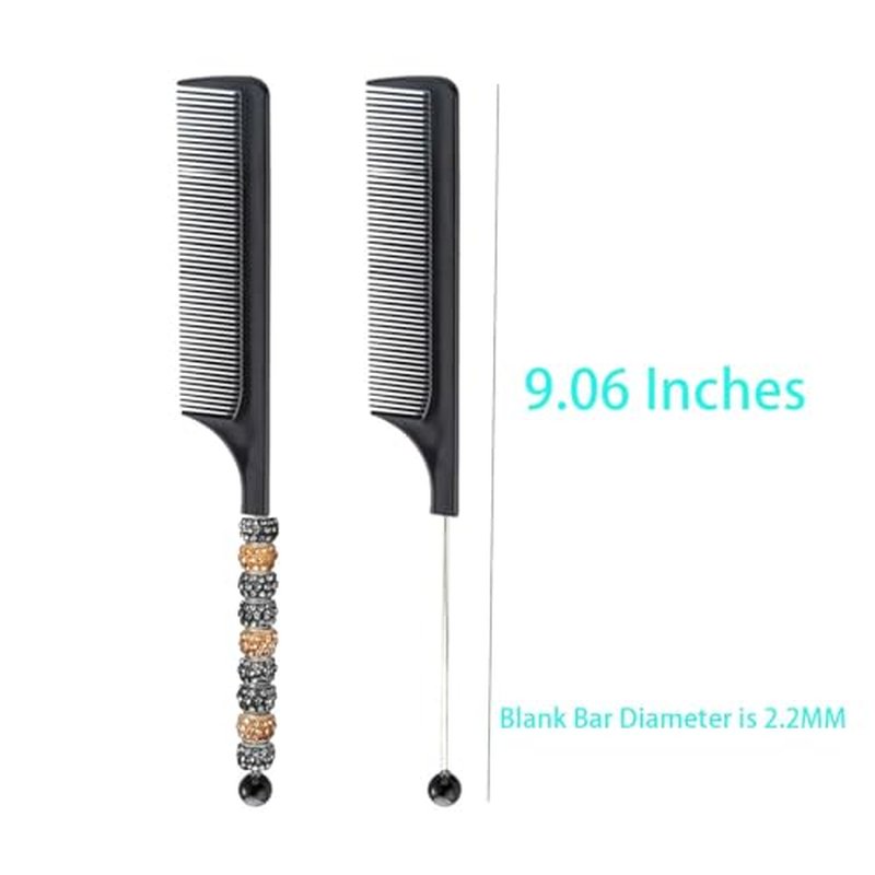 10 Pack Beadable Combs DIY with 10 Pack Beadable Handheld Mirrors Set Plastic Rat Tail Hand Handle for Crafts Portable Cute Travel Makeup Mirror Round, Colorful