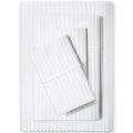 White Stripe King Size Cotton Sateen Bed Sheet Set - 500 TC, 4-Piece