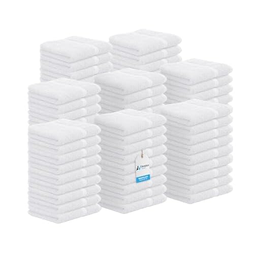 Avalon Towels Cotton Washcloths ? (Pack of 72) Size 12x12 Inches, 100% Ring Spun Cotton, Soft & Absorbent Face Towels, Gym Towels, Hotel and Spa Quality, Reusable Fingertip Towels (White)