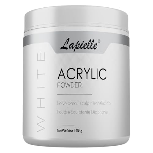 Professional Acrylic Powder for Nail Art. Long-lasting, Large capacity and quick dry. Quality Salon Manicure Nail extension CLEAR, PINK, & WHITE (16oz) (White)