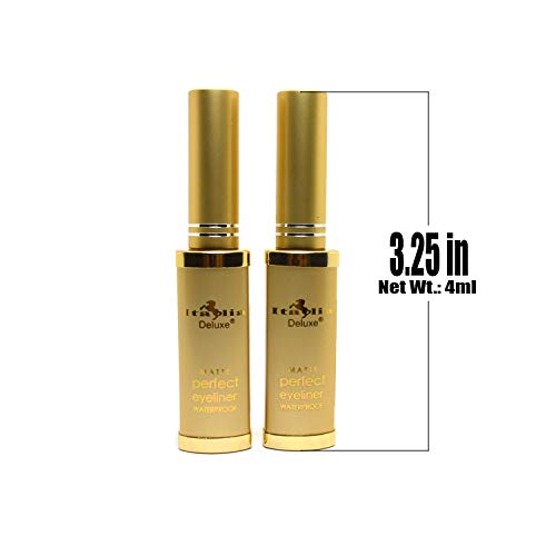 Italia-Deluxe 2pcs of Matte Black Perfect Eyeliner Waterproof Eye liner + Free Zipper Bag