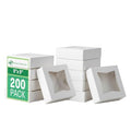 White Bakery Box with Clear Window - 9x9x2.5 Inch, 200 Pack, Food Safe, Easy Assembly