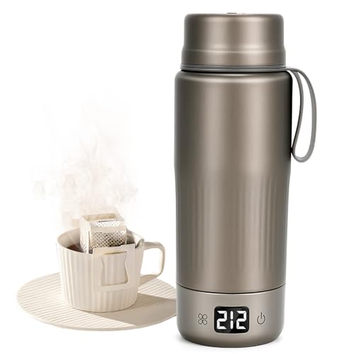 Travel Titanium Electric Kettle 380ML with 12 Temp Control Gray Gary Variation