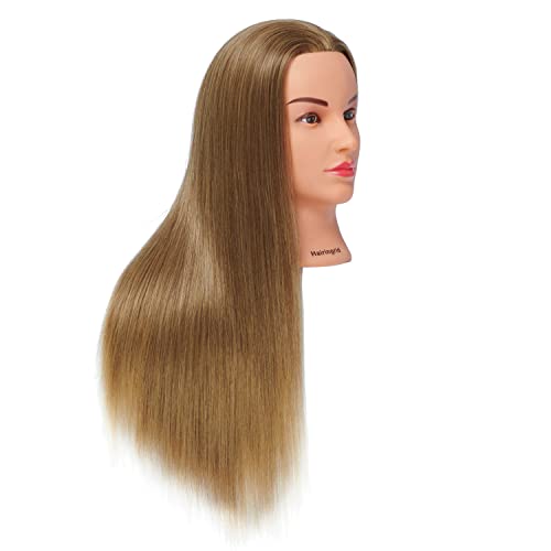 26-28 Inch Golden Brown Synthetic Hair Mannequin Head for Hair Styling & Training
