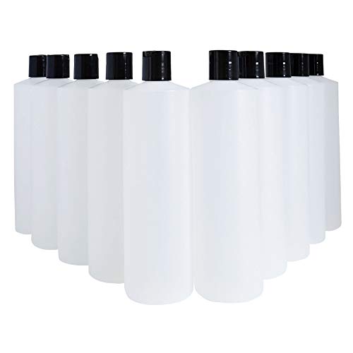 16oz Reusable HDPE Plastic Squeeze Bottles with Black Press Cap - Multi-Purpose, Food Safe, Bulk Pack of 10