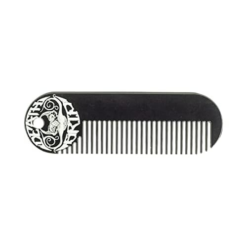 Mustache & Beard Comb Or Fine Tooth Moustache Pocket Metal Powder Coated Black Keychain Comb For Men - 3.25 x 1 Inches by Death Grip