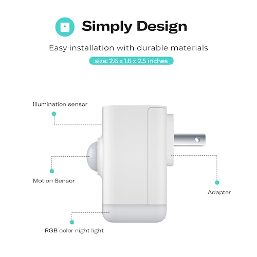 THIRDREALITY 4 Pack Smart Night Lights with Motion & Light Sensors, RGB Color & Dimmable, Zigbee Hub Required
